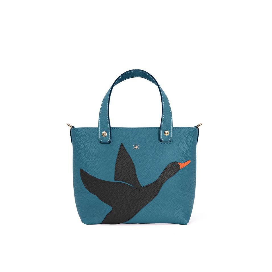 'En L'Air le Sac Oie' Sac Cabas Cuir Nappa Indigo & Or