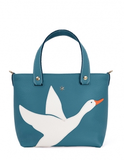 'En L'Air le Sac Oie' Nappa Leather Handbag Indigo & Gold