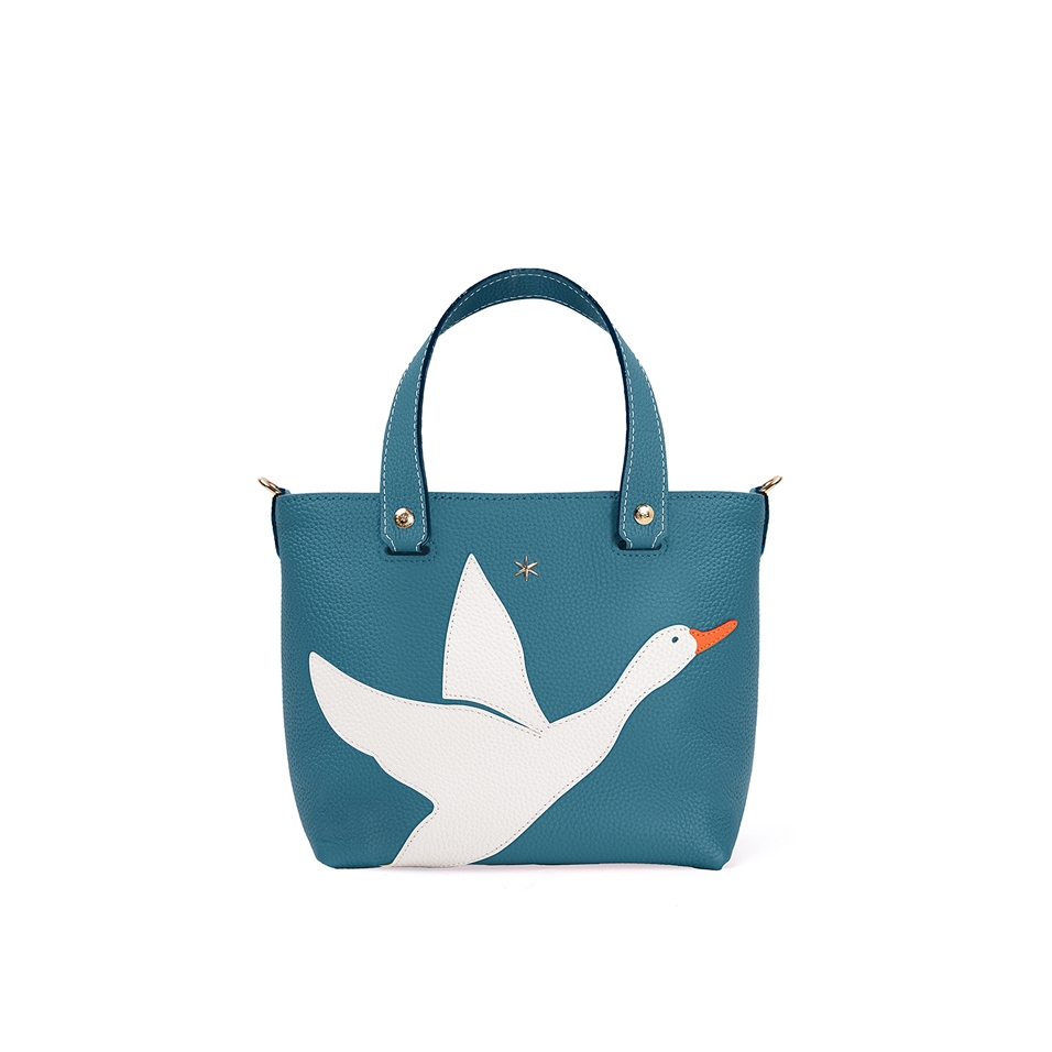 'En L'Air le Sac Oie' Nappa Leather Handbag Indigo & Gold