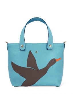 'En L'Air le Sac Oie' Nappa Leather Handbag Sky Blue & Gold