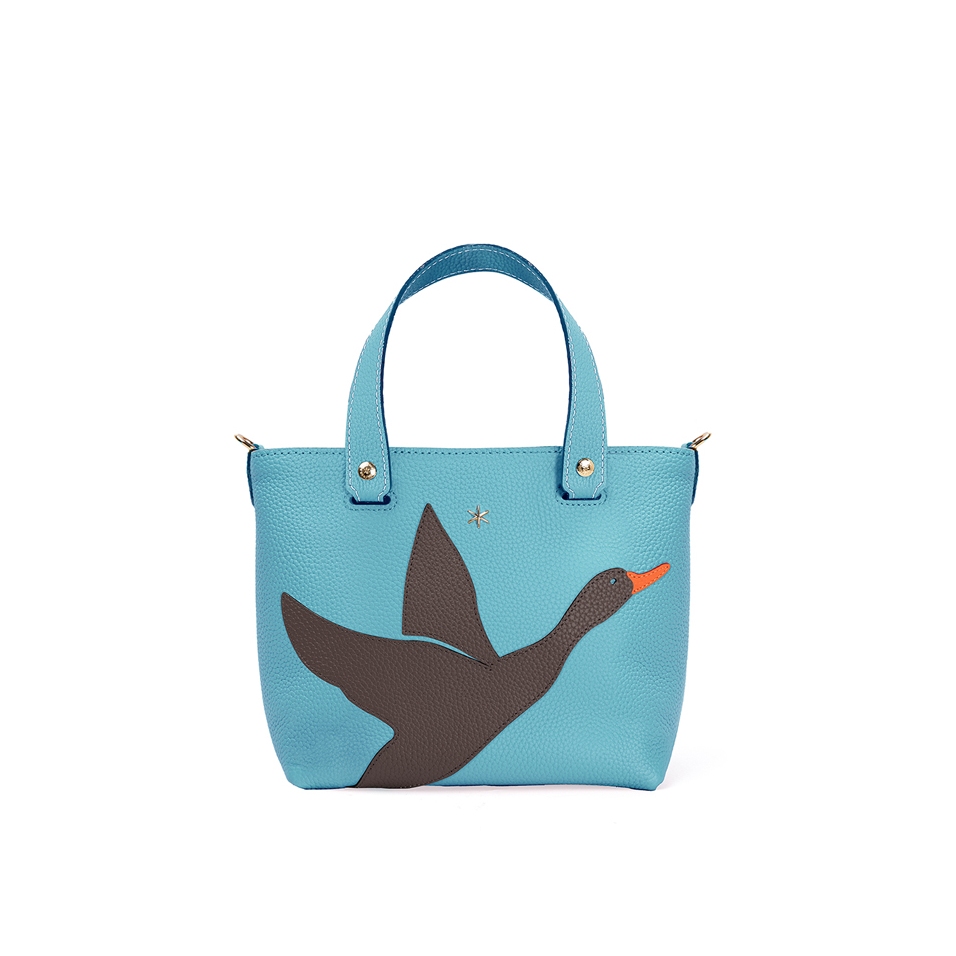 'En L'Air le Sac Oie' Sac Cabas Cuir Nappa Azur & Or