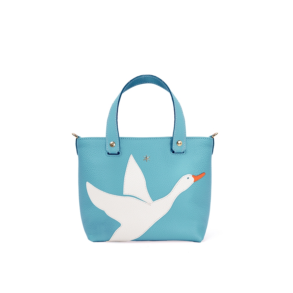 'En L'Air le Sac Oie' Nappa Leather Handbag Sky Blue & Gold