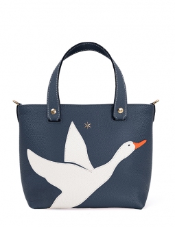 'En L'Air le Sac Oie' Nappa Leather Handbag Night Blue & Gold