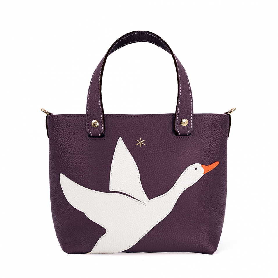 'En L'Air le Sac Oie' Sac Cabas Cuir Nappa Cassis & Or