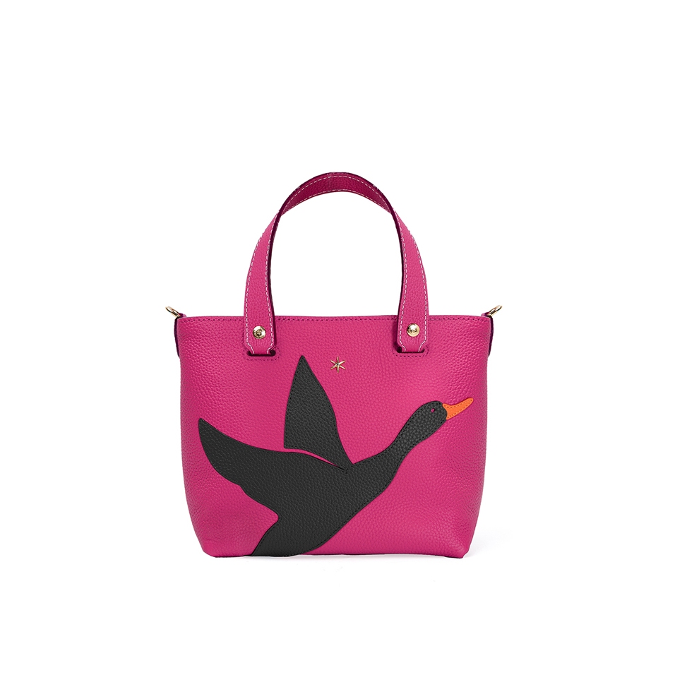 'En L'Air le Sac Oie' Sac Cabas Cuir Nappa Fuchsia & Or