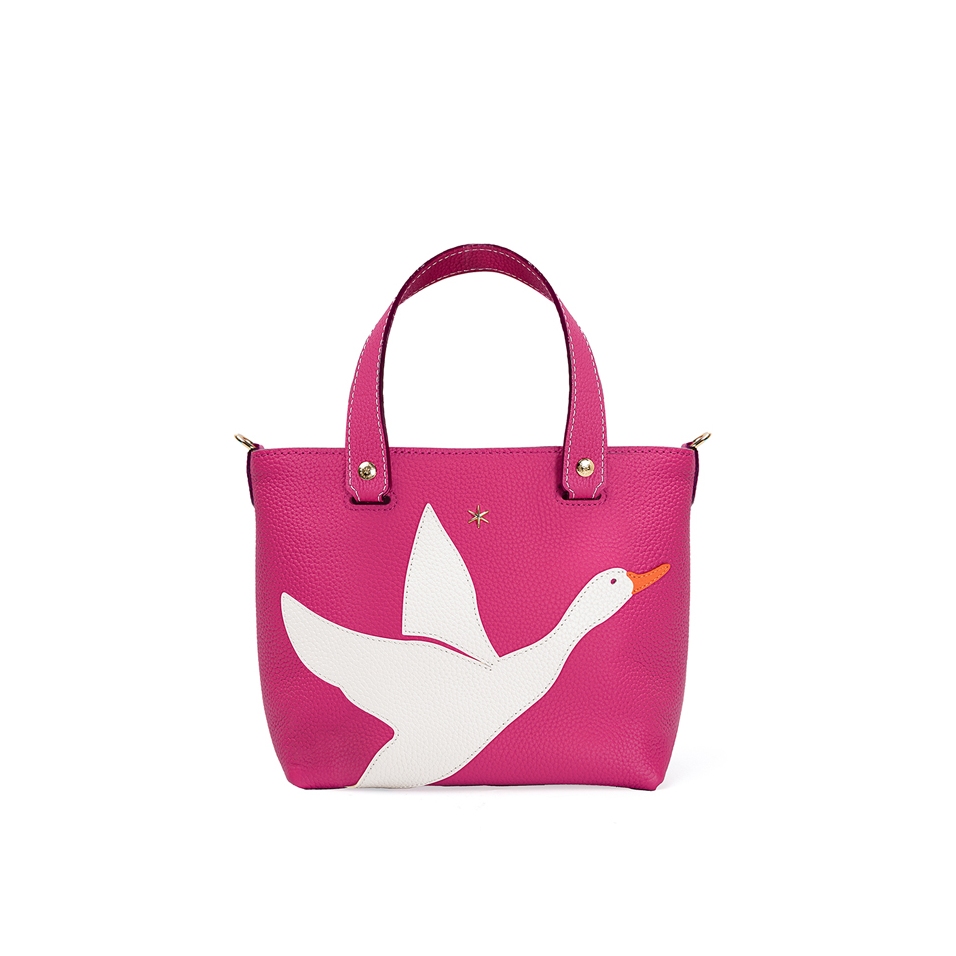 'En L'Air le Sac Oie' Sac Cabas Cuir Nappa Fuchsia & Or