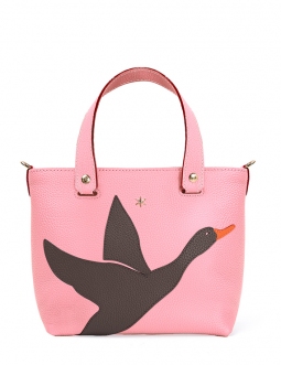 'En L'Air le Sac Oie' Sac Cabas Cuir Nappa Rose Poudré & Or