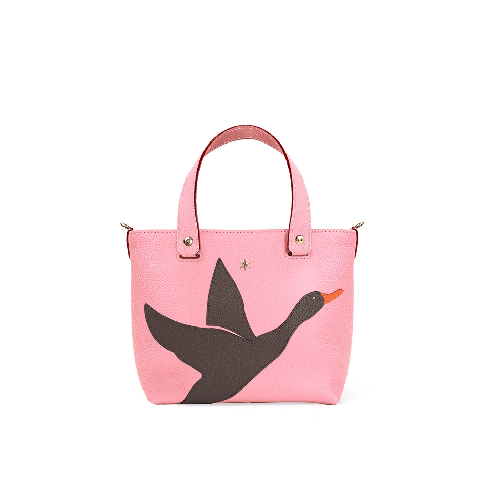 'En L'Air le Sac Oie' Sac Cabas Cuir Nappa Rose Poudré & Or