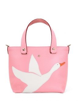'En L'Air le Sac Oie' Sac Cabas Cuir Nappa Rose Poudré & Or