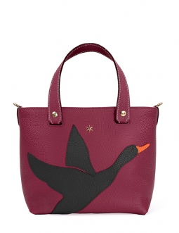 'En L'Air le Sac Oie' Sac Cabas Cuir Nappa Bordeaux & Or