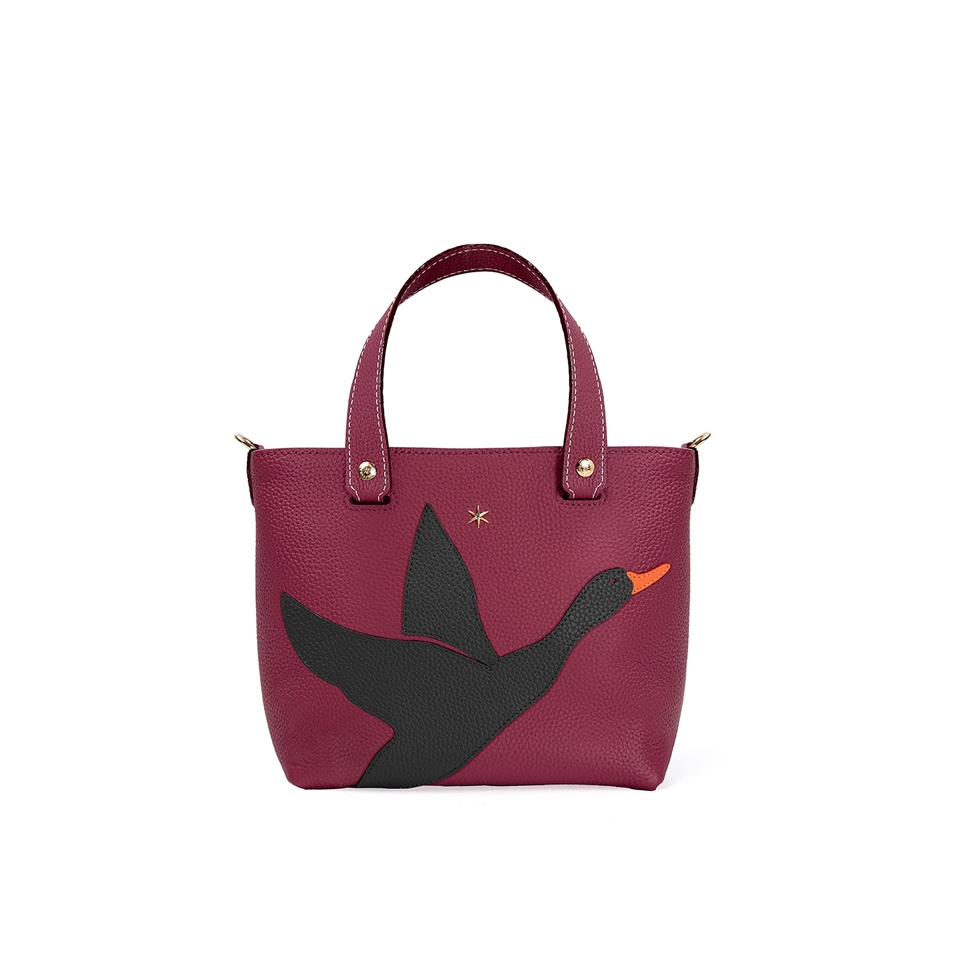 'En L'Air le Sac Oie' Nappa Leather Handbag Dark Red & Gold