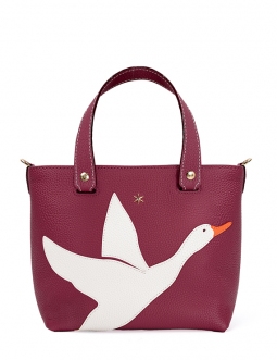 'En L'Air le Sac Oie' Nappa Leather Handbag Dark Red & Gold