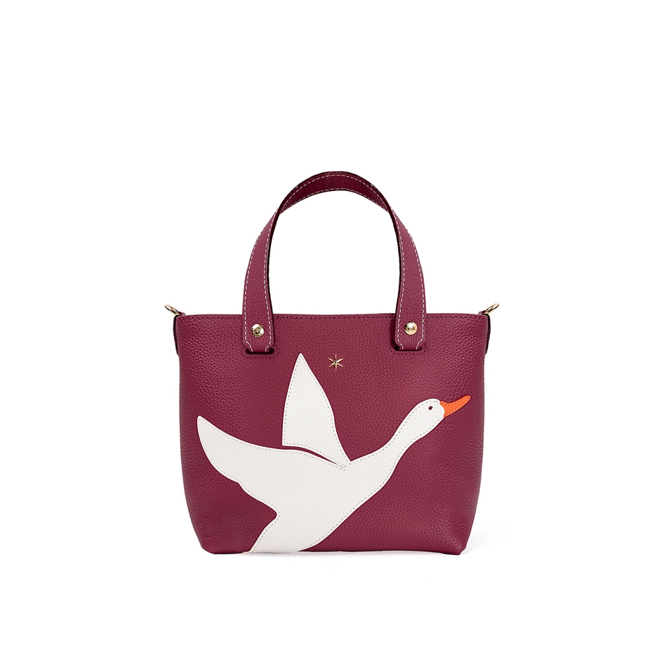 'En L'Air le Sac Oie' Nappa Leather Handbag Dark Red & Gold