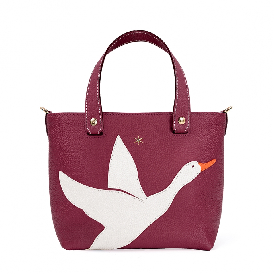 'En L'Air le Sac Oie' Nappa Leather Handbag Dark Red & Gold