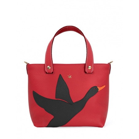 'En L'Air le Sac Oie' Nappa Leather Handbag Red & Gold
