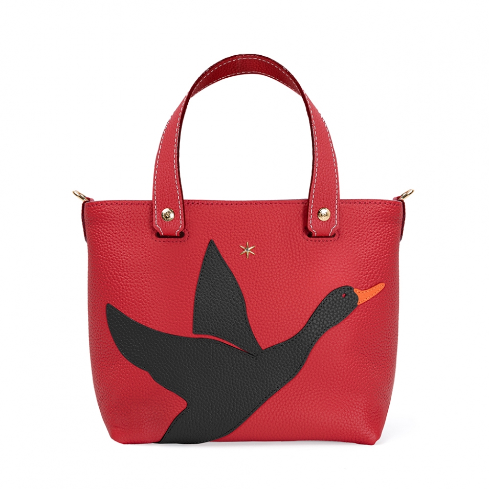 'En L'Air le Sac Oie' Sac Cabas Cuir Nappa Écrevisse & Or