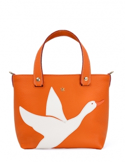 'En L'Air le Sac Oie' Nappa Leather Handbag Orange & Gold
