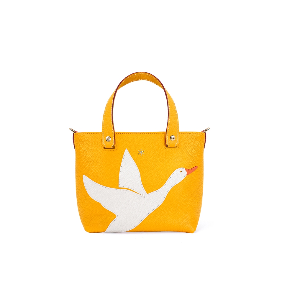 'En L'Air le Sac Oie' Nappa Leather Handbag Yellow & Gold