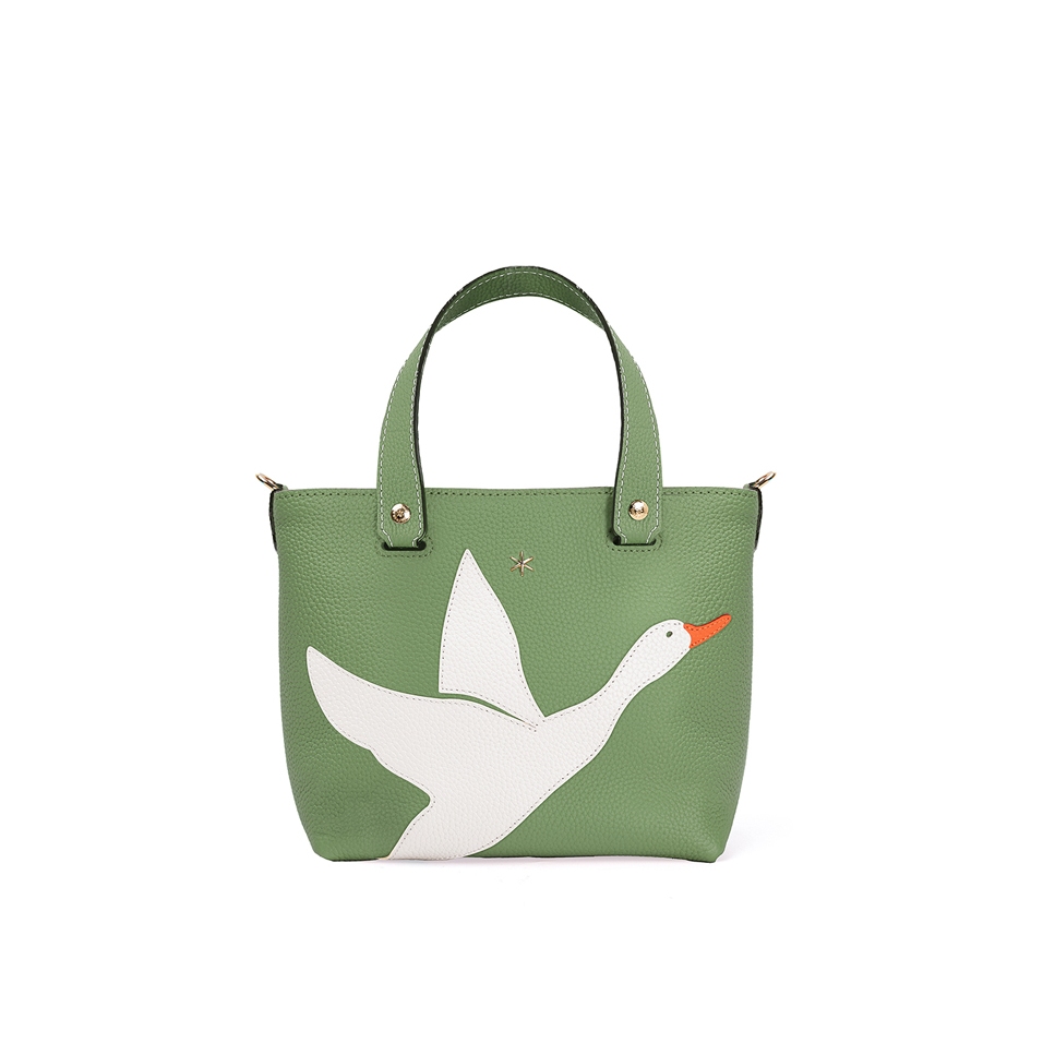 'En L'Air le Sac Oie' Sac Cabas Cuir Nappa Asperge & Or