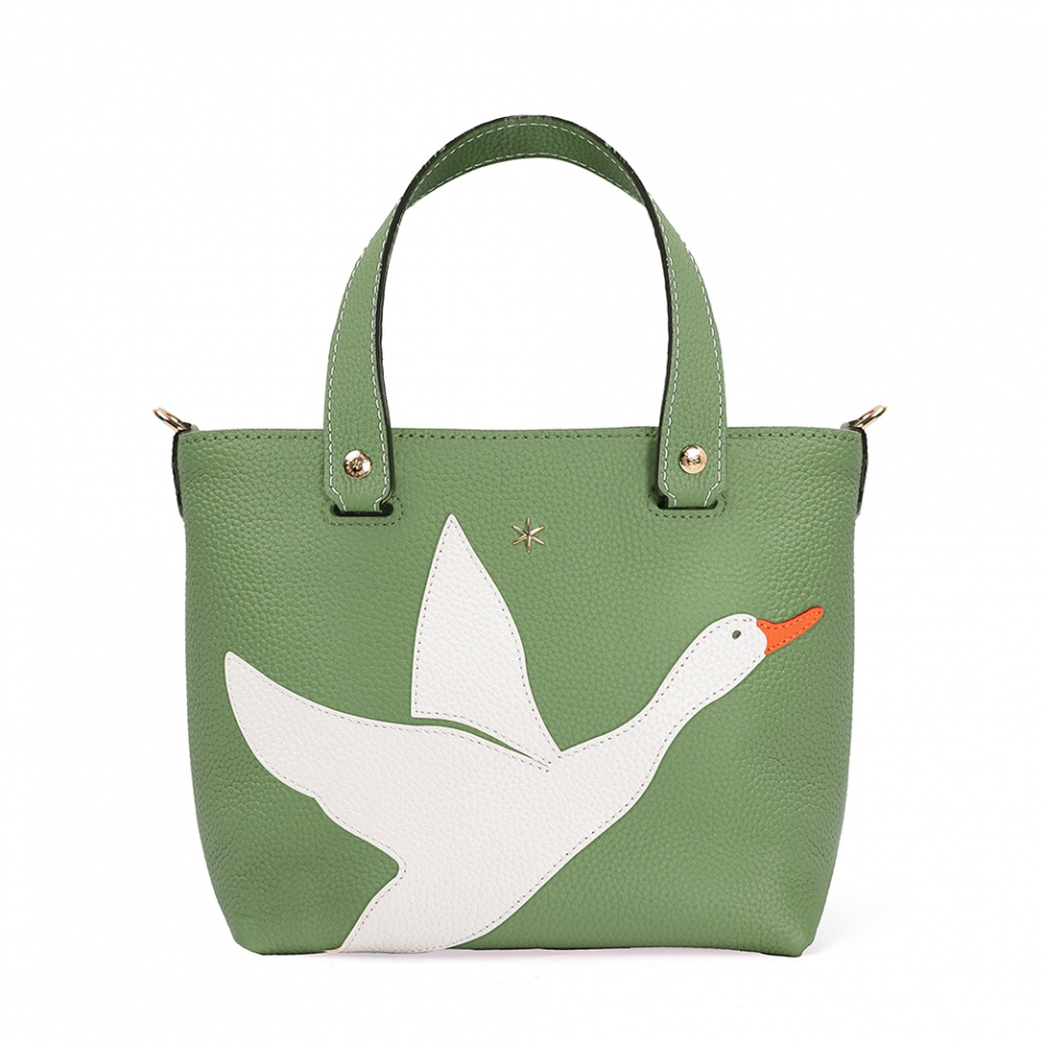 'En L'Air le Sac Oie' Nappa Leather Handbag Asperge & Gold