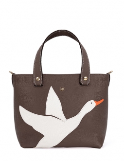 'En L'Air le Sac Oie' Nappa Leather Handbag Chocolate & Gold