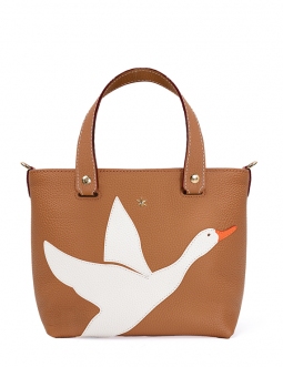 'En L'Air le Sac Oie' Sac Cabas Cuir Nappa Cognac & Or