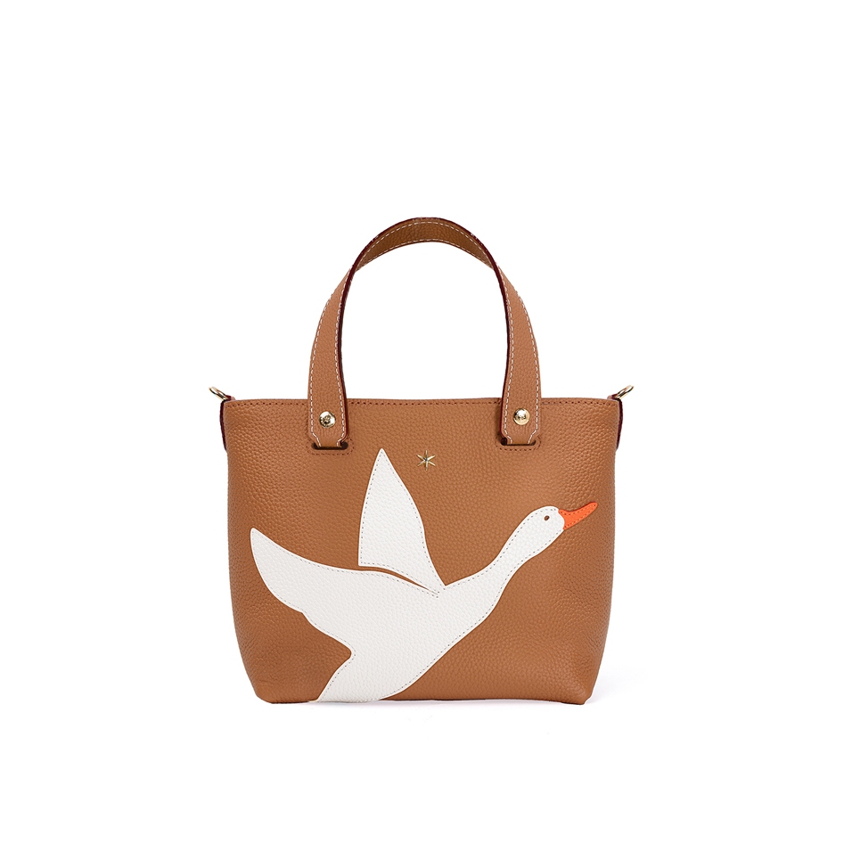 'En L'Air le Sac Oie' Sac Cabas Cuir Nappa Cognac & Or