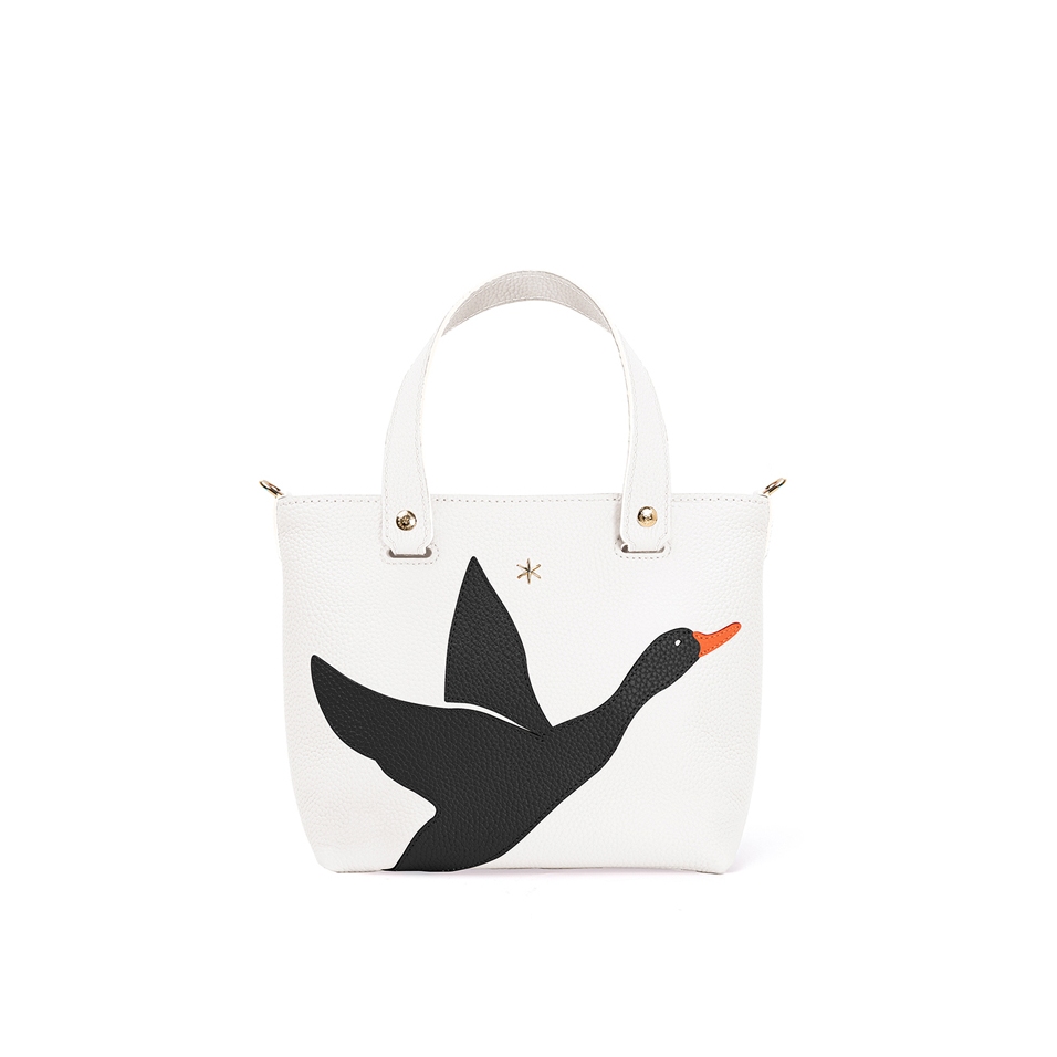 'En L'Air le Sac Oie' Nappa Leather Handbag Snow White & Gold