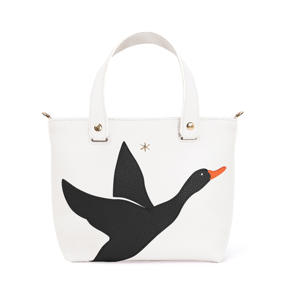 'En L'Air le Sac Oie' Sac Cabas Cuir Nappa Neige & Or