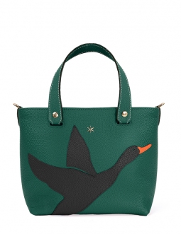 'En L'Air le Sac Oie' Sac Cabas Cuir Nappa Vert Pin & Or