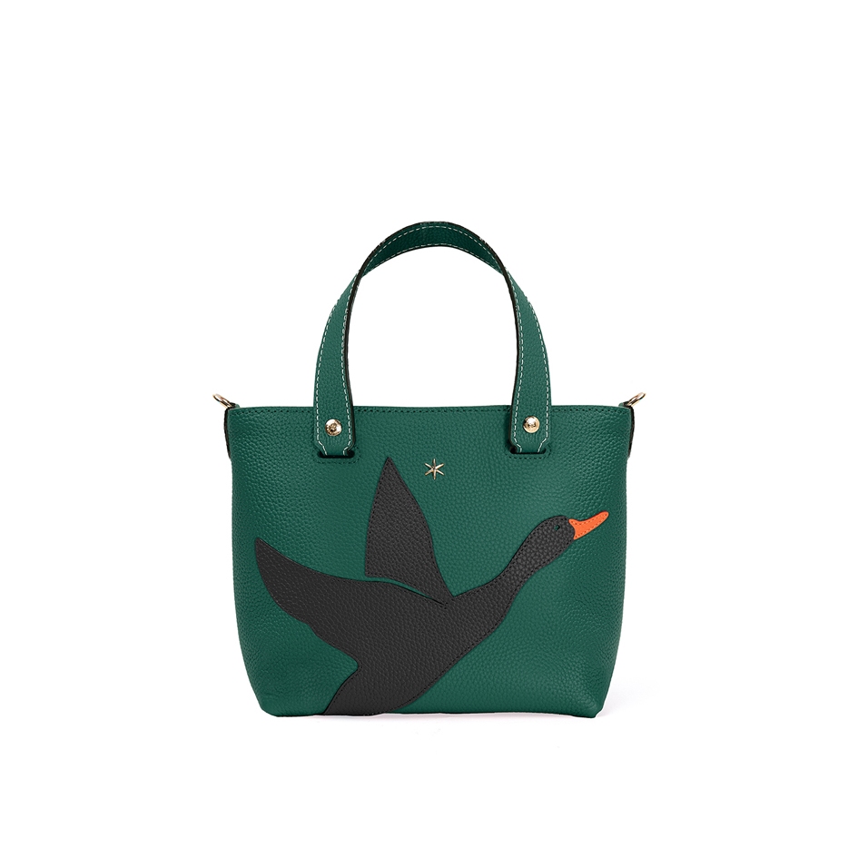 'En L'Air le Sac Oie' Nappa Leather Handbag Vert Pin & Gold