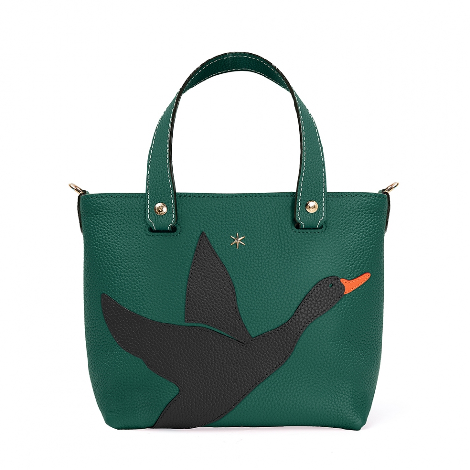 'En L'Air le Sac Oie' Nappa Leather Handbag Vert Pin & Gold