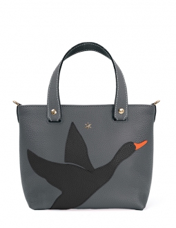 'En L'Air le Sac Oie' Sac Cabas Cuir Nappa Ardoise & Or