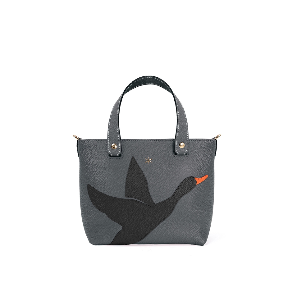 'En L'Air le Sac Oie' Sac Cabas Cuir Nappa Ardoise & Or
