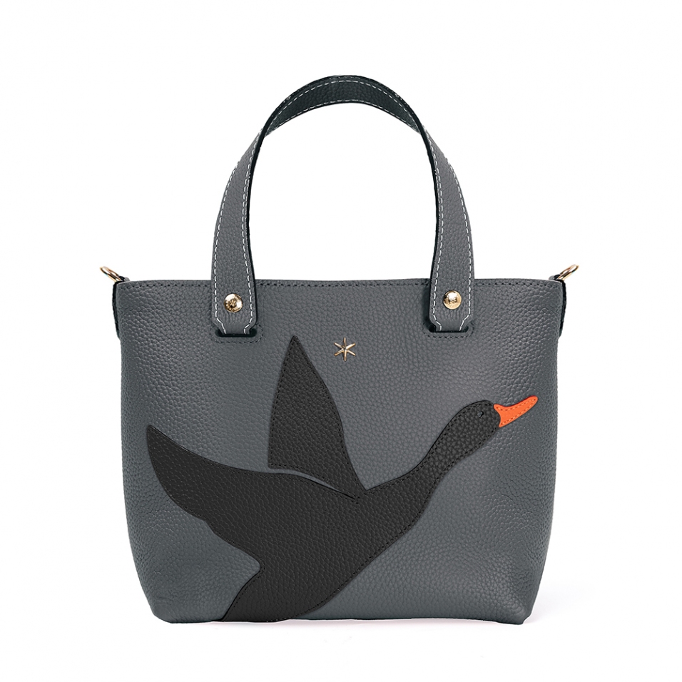 'En L'Air le Sac Oie' Nappa Leather Handbag Ardoise & Gold