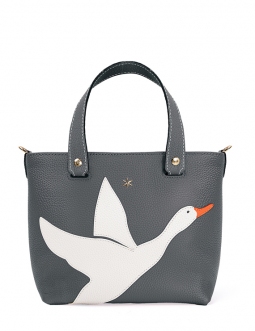 'En L'Air le Sac Oie' Nappa Leather Handbag Ardoise & Gold