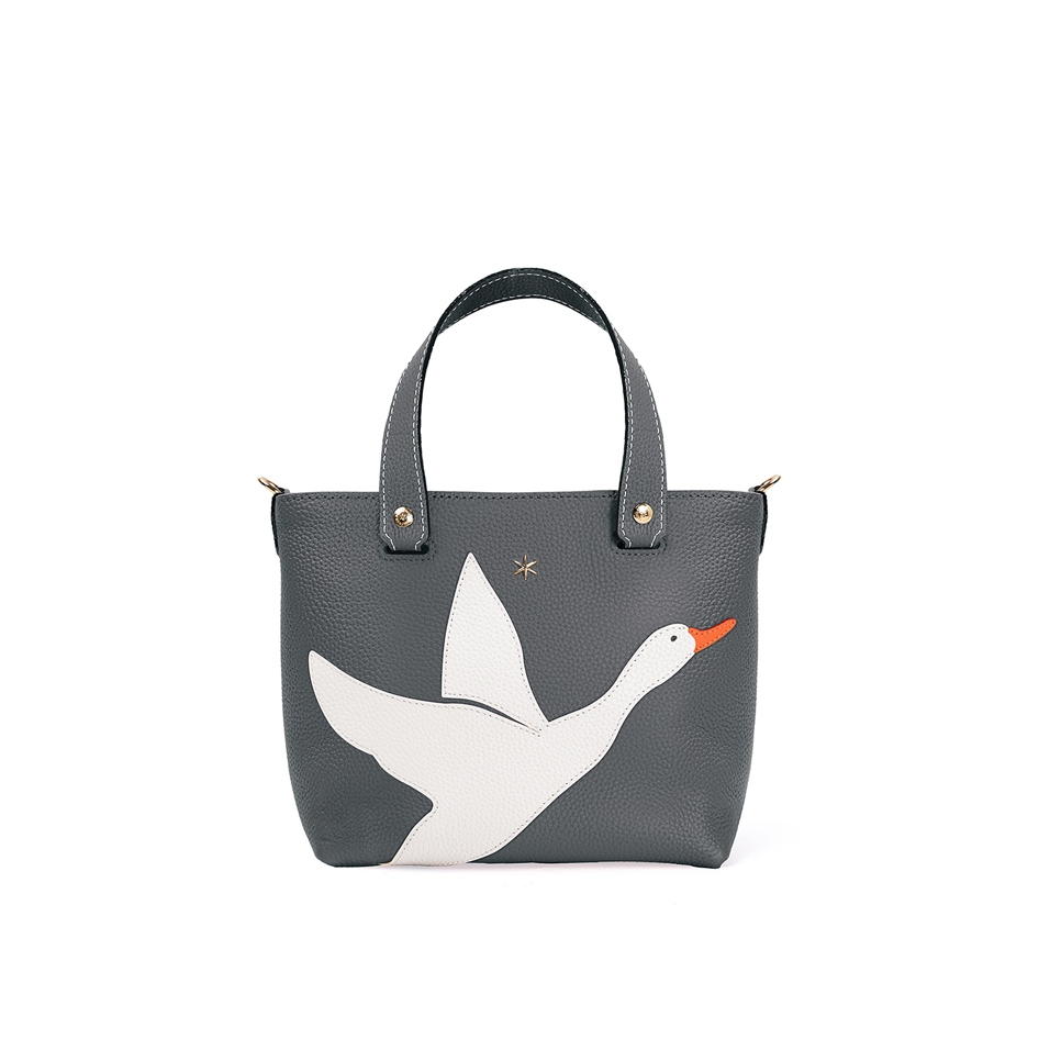'En L'Air le Sac Oie' Nappa Leather Handbag Ardoise & Gold