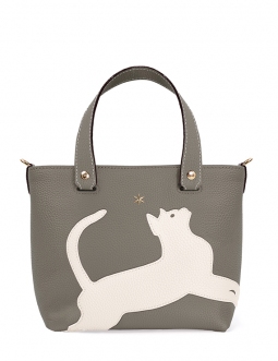 'En L'Air le Sac Le Chat' Sac Cabas Cuir Nappa Éléphant & Or