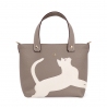 'En L'Air le Sac Le Chat' Sac Cabas Cuir Nappa Tourterelle & Or
