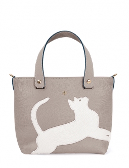 'En L'Air le Sac Le Chat' Nappa Leather Handbag Pearl Grey & Gold