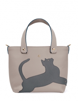 'En L'Air le Sac Le Chat' Sac Cabas Cuir Nappa Perle & Or