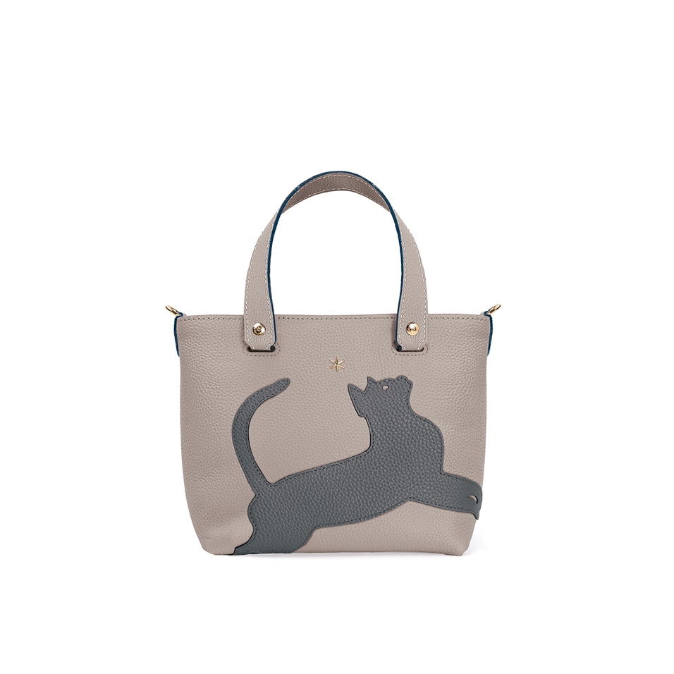 'En L'Air le Sac Le Chat' Sac Cabas Cuir Nappa Perle & Or