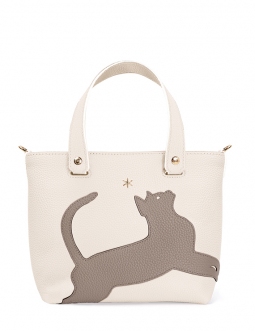 'En L'Air le Sac Le Chat' Nappa Leather Handbag Cream & Gold