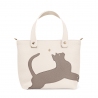 'En L'Air le Sac Le Chat' Sac Cabas Cuir Nappa Crème & Or
