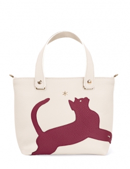 'En L'Air le Sac Le Chat' Nappa Leather Handbag Cream & Gold