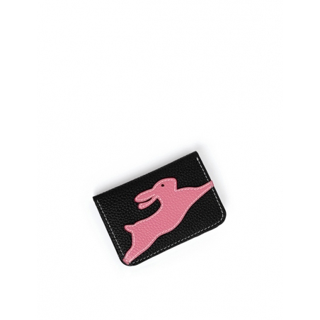 'En L'Air Carte Lièvre' Nappa Leather Card Holder Black