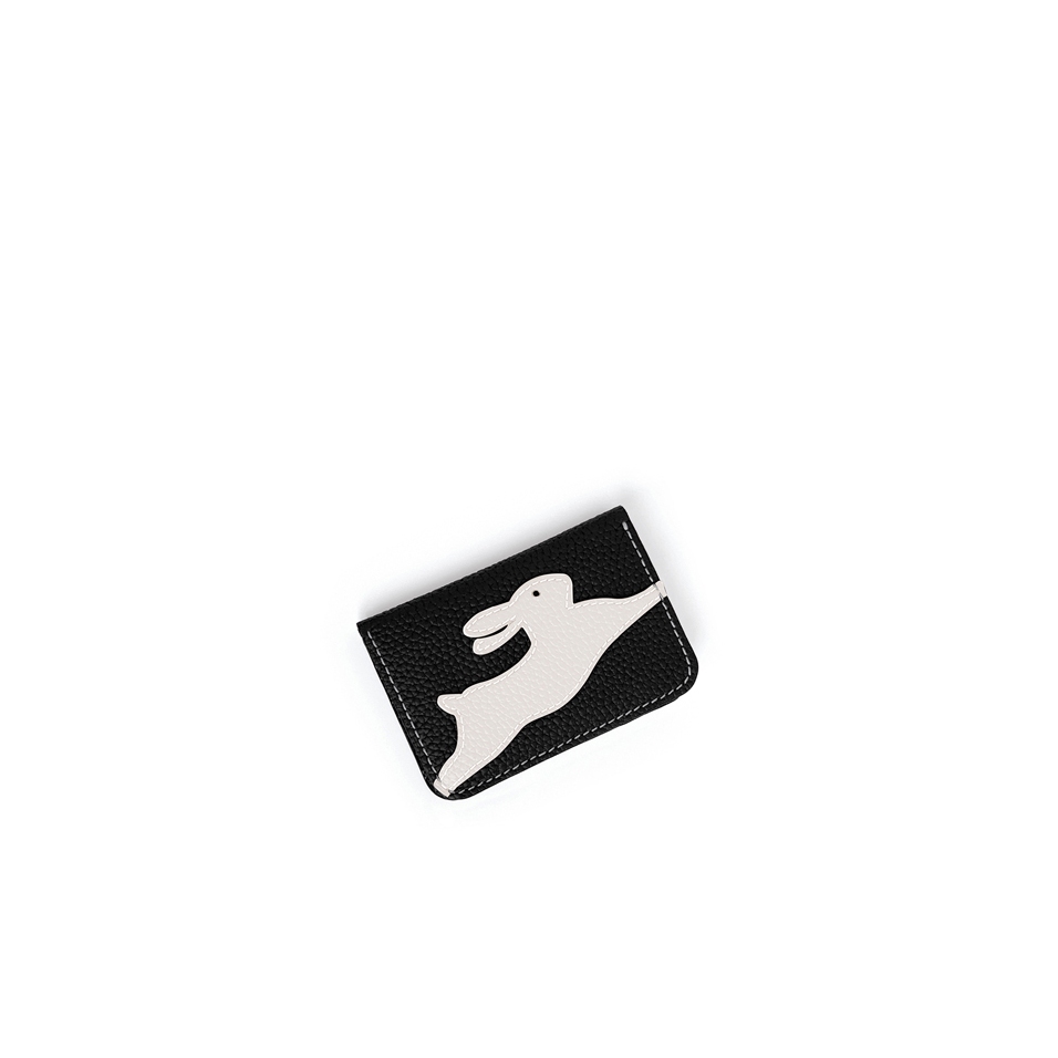 'En L'Air Carte Lièvre' Porte Carte Cuir Nappa Ébène