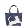 'En L'Air le Sac Le Chat' Sac Cabas Cuir Nappa Marine & Or