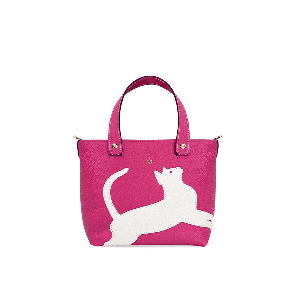 'En L'Air le Sac Le Chat' Nappa Leather Handbag Pink & Gold