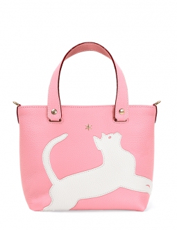 'En L'Air le Sac Le Chat' Nappa Leather Handbag Light Pink & Gold